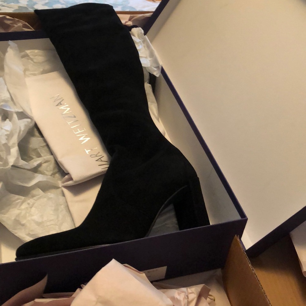 Stuart weitzman over the knee black suede boots